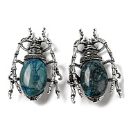 Dual-use Items Alloy Brooch, with Natural Crazy Agate, Spider, 49.5x35.5x15~16mm, Hole: 4x2.5mm(JEWB-C026-05G-AS)