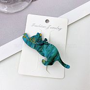 Cat Shape Cellulose Acetate(Resin) Alligator Hair Clips, for Women Girls, Teal, 80x35mm(PW-WG22848-01)