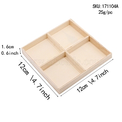 Wooden Storage Boxes, with 4 Components, Square, PapayaWhip, 13x13x1.6cm(WOCR-PW0001-085C)
