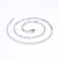 304 Stainless Steel Mariner Link Chains Necklaces, Stainless Steel Color, 19.68 inch(50cm), 3.5mm(NJEW-P223-08P)