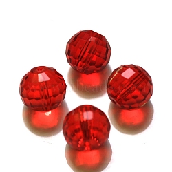 K9 Glass, Imitation Austrian Crystal Beads, Grade AAA, Faceted(128 Facets), Round, Red, 10mm, Hole: 0.9~1mm(SWAR-F073-10mm-06)