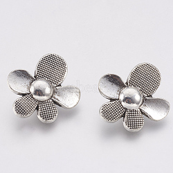 Tibetan Style Alloy Buttons, Flower, Cadmium Free & Lead Free, Antique Silver, 20x18x8mm, Hole: 1.5mm, about 400pcs/1000g(TIBE-T011-211AS-LF)