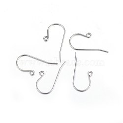 316L Titanium Steel Earring Hooks, Ear Wire, with Horizontal Loop, Stainless Steel Color, 16x27x0.8mm, Hole: 2mm, Pin: 0.8mm(X-STAS-P210-20P)