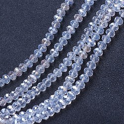 Electroplate Glass Beads Strands, AB Color Plated, Faceted, Rondelle, Clear AB, 6x5mm, Hole: 1mm, about 85~88pcs/strand, 16.1~16.5 inch(41~42cm)(EGLA-A034-T6mm-B02)