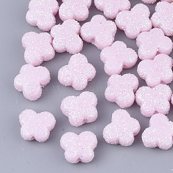 Opaque Acrylic Beads, with Glitter Powder, Butterfly, Pearl Pink, 9x11x5.5mm, Hole: 1.6mm(MACR-T033-02B)