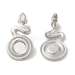 304 Stainless Steel Snake Stud Earrings, Stainless Steel Color, 34x17.5mm(EJEW-C114-32P)