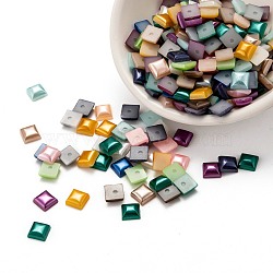 ABS Plastic Imitation Pearl Cabochons, Square, Mixed Color, 6x6x3.5mm, about 5000pcs/bag(SACR-R748-6x6mm-M)