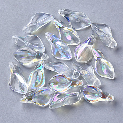 Transparent Glass Pendants, AB Color Plated, Petaline, Clear AB, 20x10.5x6mm, Hole: 1.2mm(X-GLAA-S054-007C-01)