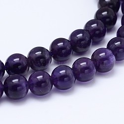 Natural Amethyst Round Bead Strands, Grade AB, DarkSlate Blue, 6mm, Hole: 0.8mm, about 64pcs/strand, 15.5 inch(X-G-M212-6mm-01C)