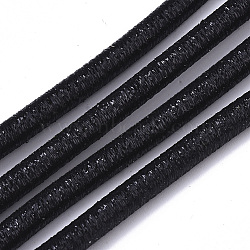 PVC Tubular Synthetic Rubber Cord, Hollow Pipe, with Glitter Powder, Black, 5.5mm, Hole: 2.5mm, about 54.68 yards(50m)/bundle(RCOR-T002-02A-01)