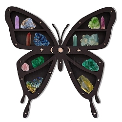 Hanging Wooden Crystal Display Shelf, Crystal Holder Stand, Rustic Divination Pendulum Storage Rack, Witch Stuff, Butterfly, 300x300mm(PW-WG83032-02)