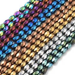 Electroplated Synthetic Non-magnetic Hematite Beads Strands, Long-Lasting Plated, Twist, Mixed Color, 8x5.5mm, Hole: 1mm, about 49pcs/strand, 16.06''(40.8cm)(G-P545-G02-02)