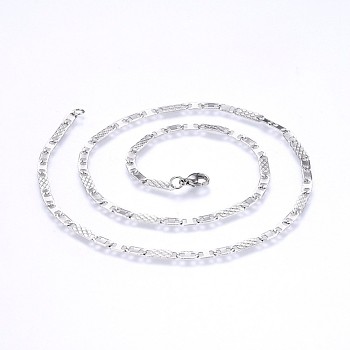 304 Stainless Steel Mariner Link Chains Necklaces, Stainless Steel Color, 19.68 inch(50cm), 3.5mm
