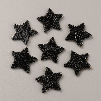 Star Hotfix Rhinestone, Resin Rhinestone, Costume Accessories, Sewing Craft Decoration, Jet, 20~21x20~21x2mm