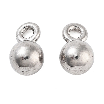 Non-Tarnish 304 Stainless Steel Charms, Round Charms, Stainless Steel Color, 6x4mm, Hole: 1.2mm