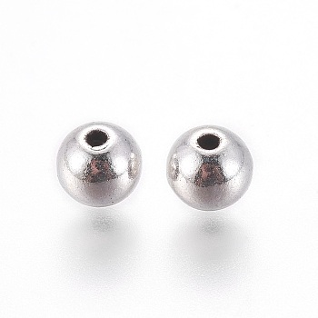 Tibetan Style Alloy Beads, Cadmium Free & Lead Free, Round, Antique Silver, 6mm, Hole: 1mm