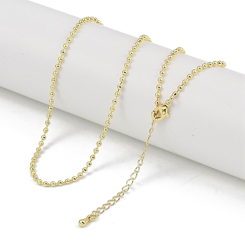 Rack Plating Brass Ball Chain Necklaces for Women, Long-Lasting Plated, Lead Free & Cadmium Free, Real 18K Gold Plated, 15.55x0.08 inch(39.5x0.2cm)