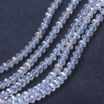 Electroplate Glass Beads Strands, AB Color Plated, Faceted, Rondelle, Clear AB, 6x5mm, Hole: 1mm, about 85~88pcs/strand, 16.1~16.5 inch(41~42cm)