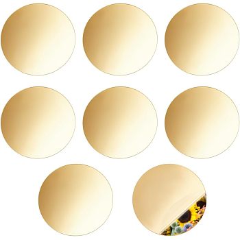 Acrylic Mirror Sheet, Acrylic Mirror Plate, Flat Round, for Wedding Table Centerpiece and Wall Decor, Gold, 200x1.5mm