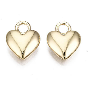 Rack Plating Alloy Charms, Cadmium Free & Lead Free, Heart, Light Gold, 14.5x11x3.5mm, Hole: 3mm