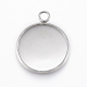 304 Stainless Steel Pendant Cabochon Settings(X-STAS-E146-18P-16mm)-1