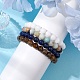 4Pcs Constellation 8mm Round Natural Lapis Lazuli & Malaysia Jade & Flower Amazonite & Yellow Tiger Eye Beaded Stretch Bracelets for Women(BJEW-JB10638)-3