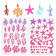 2Pcs 2 Style PET Plastic Earring Handwork Template, Card Leather Cutting Stencils, Starfish, 29.7x21cm, 1pc/style(DIY-WH0571-006)