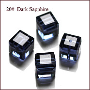 Imitation Austrian Crystal Beads, Grade AAA, Faceted, Cube, Prussian Blue, 5~5.5x5~5.5x5~5.5mm(size within the error range of 0.5~1mm), Hole: 0.7~0.9mm(SWAR-F074-6x6mm-20)