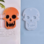 Halloween DIY Skull Pendant Silicone Statue Molds, Resin Casting Molds, For UV Resin, Epoxy Resin Jewelry Making, White, 86x67x11mm, Hole: 3.5mm, Inner Size: 79x59mm(X-DIY-P006-41)
