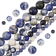 4 Strands 4 Styles Natural Sodalite Beads Strand, Grade AB, Round, 4~10mm, Hole: 0.8~1mm, 1 strand/style(G-OC0005-08)