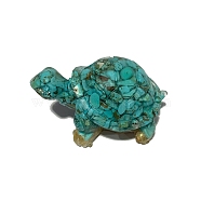 Resin Sea Turtle Display Decoration, with Synthetic Turquoise Chips Inside for Home Office Desk Decoration, 45x30x25mm(PW-WG94316-13)