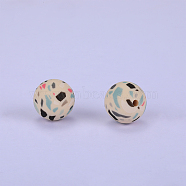 Printed Round Silicone Focal Beads, Colorful, 15x15mm, Hole: 2mm(SI-JX0056A-20)
