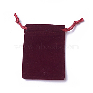 Velvet Packing Pouches, Drawstring Bags, Dark Red, 9.2~9.5x7~7.2cm(TP-I002-7x9-03)