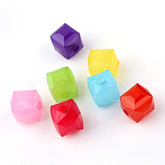 Imitation Jelly Acrylic Beads, Cube, Faceted, Mixed Color, 12.5x11.5mm, Hole: 2.5mm(X-JACR-Q015-M)