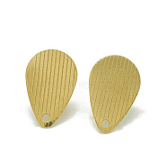 304 Stainless Steel Stud Earring Findings, with Loop, Teardrop, Golden, 16x10.5mm, Hole: 1.4mm, Pin: 0.8mm(STAS-Q225-12G)