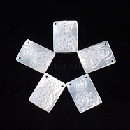 Natural White Shell Pendants, Religion, Rectangle with Virgin Mary, 15.5x11.5~12x2.5mm, Hole: 1mm(SSHEL-D083-29B)