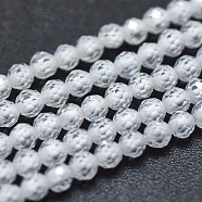 Cubic Zirconia Bead Strands, Round, Faceted, White, 2mm, Hole: 0.2mm, about 14.96 inch(38cm), 184pcs/strand(X-G-I224-A04)
