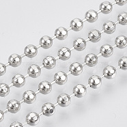 Brass Ball Chains, Faceted, Long-Lasting Plated, Soldered, with Spool, Cadmium Free & Nickel Free & Lead Free, Platinum, 3.2mm, about 6.56 Feet(2m)/roll(X-CHC-S008-004A-P)
