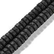 Synthetic Lava Rock Dyed Beads Strands, Rondelle, Black, 8~8.5x4mm, Hole: 0.7mm, about 90pcs/strand, 14.96''(38cm)(G-H311-09-02)