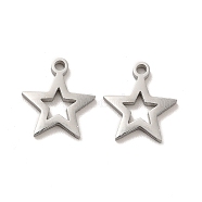 Non-Tarnish 304 Stainless Steel Charms, Hollow Star, Stainless Steel Color, 12x11x1.4mm, Hole: 1.4mm(X-STAS-M089-57P)