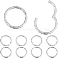 10Pcs 316L Stainless Steel Sleeper Earrings, Hoop Earrings, Hypoallergenic Earrings, Ring, for Women and Men, Stainless Steel Color, 10x1mm(EJEW-BBC0001-56A)