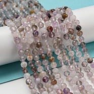 Natural Purple Rutilated Quartz Beads Strands, Faceted, Round, 4mm, Hole: 0.6mm, about 91pcs/strand, 14.96''(38cm)(G-A097-A09-05)
