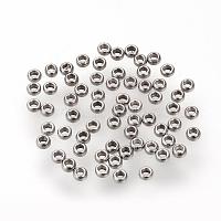 304 perles d'entretoises en acier inoxydable, rondelle, couleur inox, 1.5x0.8 mm, trou: 0.8 mm