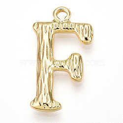 Brass Pendants, Letter Charms, Letter F, 22x12x3mm, Hole: 1.6mm(KK-N254-218G-F)