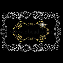 Glass Hotfix Rhinestone, Iron on Appliques, Costume Accessories, for Clothes, Bags, Pants, Floral Frame, 297x210mm(DIY-WH0303-131)