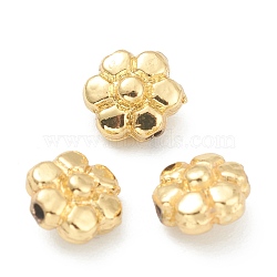 Alloy Beads, Cadmium Free & Lead Free, Flower, Real 18K Gold Plated, 6.5x6.5x4mm, Hole: 1mm(PALLOY-O103-04G)