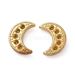 Ion Plating(IP) 304 Stainless Steel Stud Earring Findings, Earring Settings for Rhinestone, Crescent Moon, Real 18K Gold Plated, 10x7.5mm, Pin: 0.7mm, Fit for Rhinestone: 1.2mm(STAS-E180-03G)