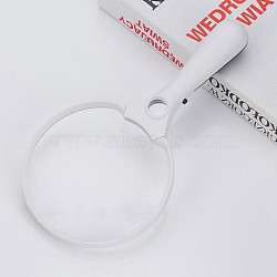 ABS Portable Hand Magnifier, with Acrylic Optical Lens, LED Lamp, For Elderly Reading, White, Lens: 137mm, Magnification: 2X, Lens: 20mm, Magnification: 4X and 25X, 275x143x35mm(TOOL-I004-02)