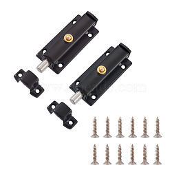 304 Stainless Steel Spring Locks Set, with Screws, Electrophoresis Black, 13.5~82.5x30~31.5x16~21mm, Hole: 3.5~4mm(SW-TAC0001-22A-EB)