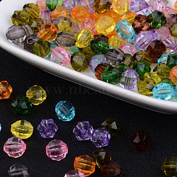 Transparent Acrylic Beads, Faceted Round, Mixed Color, about 8mm long, 8.5mm wide, 7mm thick, hole: 1.5mm, about 1650pcs/500g(PL370Y)